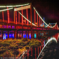 Buy canvas prints of Red Lights Jiangqun Bridge Night Fuxin Liaoning China by William Perry