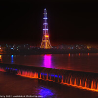 Buy canvas prints of Radio Tower Night Waterfall Fushun City Liaoning China by William Perry