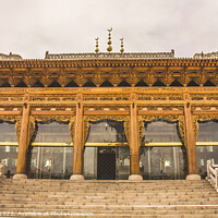 Buy canvas prints of Ornate Wooden Moslem Mosque Lanzhou Gansu Province China by William Perry