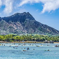 Buy canvas prints of Colorful Waikiki Beach Diamond Head Honolulu Hawaii by William Perry