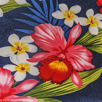 Buy canvas prints of Colorful Hawaiian Red Orchid Textile Waikiki Honolulu Hawaii by William Perry