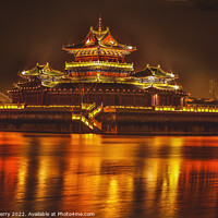 Buy canvas prints of Temple Night Reflection Jinming Lake Kaifeng Henan China by William Perry