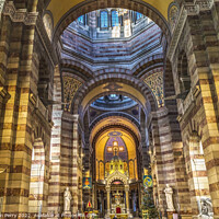 Buy canvas prints of Cathedral Saint Mary Mejor Basilica Dome Altar Marseille France by William Perry