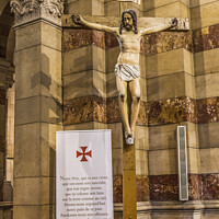 Buy canvas prints of Crucifix Statue Cathedral Saint Mary marseille france by William Perry