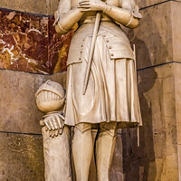 Buy canvas prints of Saint Joan Statue Cathedral Saint Mary Mejor Basilica Marseille  by William Perry