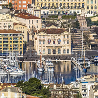 Buy canvas prints of Hotel de Ville Town Hall Cityscape Harbors Marseille France by William Perry