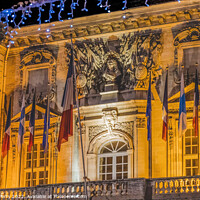 Buy canvas prints of Christmas Decorations Night Hotel de Ville Town Hall Marseille F by William Perry
