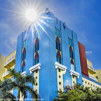 Buy canvas prints of Art Deco Buildings Sun Beams Miami Beach Florida by William Perry