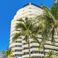 Buy canvas prints of Palm Trees White Art Deco Buildings Miami Beach Florida by William Perry