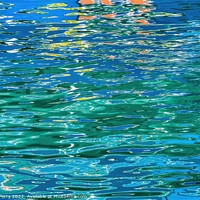 Buy canvas prints of Green Blue Orange Water Reflection Abstract Channel Marina Miami by William Perry