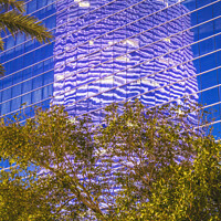 Buy canvas prints of Reflection Purple Building Downtown Miami Florida by William Perry