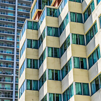 Buy canvas prints of Orange Yellow Buildings High Rises  Downtown Miami Florida by William Perry