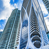 Buy canvas prints of Modern Buildings High Rises Downtown Miami Florida by William Perry