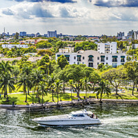 Buy canvas prints of Miami River Water Yacht Downtown Miami Florida by William Perry