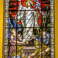 Buy canvas prints of Christ Victor Resurrection Glass Gesu Church Miami Florida by William Perry