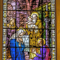 Buy canvas prints of Baby Jesus Mary Joseph Stained Glass Gesu Church Miami Florida by William Perry