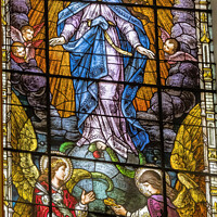 Buy canvas prints of Assumption Virgin Mary Stained Glass Gesu Church Miami Florida by William Perry