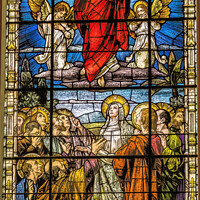 Buy canvas prints of Jesus Ascension Heaven Stained Glass Gesu Church Miami Florida by William Perry