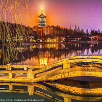 Buy canvas prints of Leifeng Pagoda Bridge West Lake Reflection Hangzhou China by William Perry