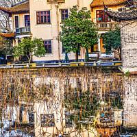 Buy canvas prints of Old Chinese House West Lake Reflection Hangzhou Zhejiang China by William Perry