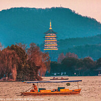 Buy canvas prints of Leifeng Pagoda Boats West Lake Hangzhou Zhejiang China by William Perry