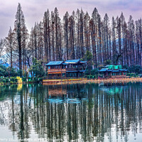 Buy canvas prints of Old Chinese Pavilion Trees West Lake Hangzhou China by William Perry