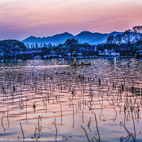 Buy canvas prints of Boats Reflection Sunset West Lake Hangzhou China by William Perry