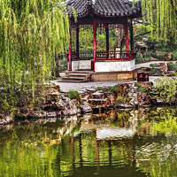 Buy canvas prints of Ancient Chinese Pagoda Reflection Garden Humble Administrator Su by William Perry