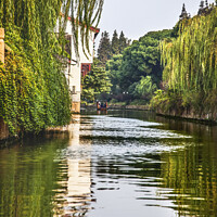 Buy canvas prints of Boat Canal Ancient Chinese Houses Reflection Suzhou China by William Perry