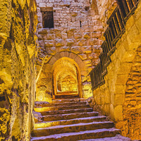Buy canvas prints of Qalat ar-Rabid Ancient Arabic Fortress Castle Ajlun Jordan by William Perry