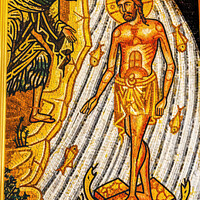 Buy canvas prints of John Baptizing Jesus Mosaic Saint George Church Madaba Jordan by William Perry