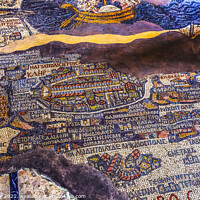 Buy canvas prints of Ancient Map Jerusalem Mosaic Saint George Church Madaba Jordan by William Perry