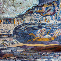 Buy canvas prints of Ancient Map Mosaic Saint George Church Madaba Jordan by William Perry