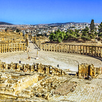 Buy canvas prints of Oval Plaza 160 Ionic Columns Ancient Roman City Jerash Jordan by William Perry
