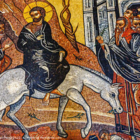 Buy canvas prints of Jesus Christ Palm Sunday Mosaic St George Church Madaba Jordan by William Perry
