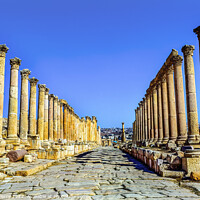 Buy canvas prints of Corinthian Columns Ancient Roman Road City Jerash Jordan by William Perry