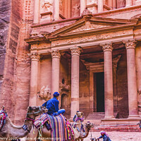 Buy canvas prints of Rose Pink Red Treasury Afternoon Camels Petra Jordan  by William Perry