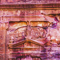 Buy canvas prints of Rose Red Rock Tomb Street of Facades Petra Jordan  by William Perry