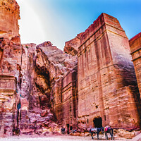 Buy canvas prints of Rose Red Rock Tombs Afternoon Street of Facades Petra Jordan  by William Perry
