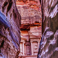 Buy canvas prints of Outer Sig Rose Red Treasury Afternoon Entrance Petra Jordan  by William Perry