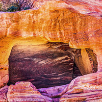 Buy canvas prints of Rose Red Yellow Rock Tomb Street of Facades Petra Jordan  by William Perry
