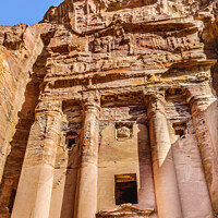 Buy canvas prints of Yellow Royal Tomb Morning Street of Facades Petra  by William Perry