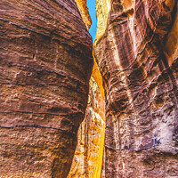 Buy canvas prints of Outer Siq Yellow Canyon Morning Hiking Entrance Pe by William Perry