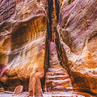 Buy canvas prints of Carved Stairway Outer Siq Canyon Entrance Petra Jo by William Perry