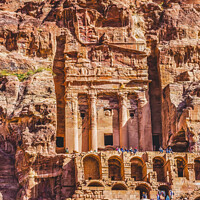 Buy canvas prints of  Rock Royal Tomb Tourists Petra Jordan  by William Perry