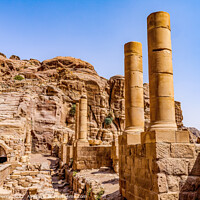 Buy canvas prints of Columns Carved Amphitheater Petra Jordan  by William Perry