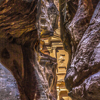 Buy canvas prints of Outer Siq Rose Red Treasury Entrance Petra Jordan  by William Perry