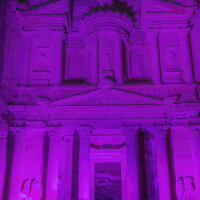 Buy canvas prints of Purple Treasury Illuminated Night Petra Jordan  by William Perry