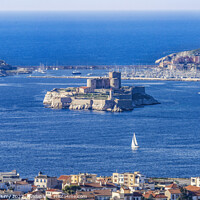Buy canvas prints of Island Fort Cityscape Sailboats Buildings Marseille France by William Perry