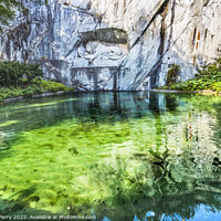 Buy canvas prints of Dying Lion Rock Reflief Monument Reflection Lucerne Switzerland by William Perry